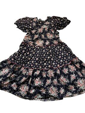 Vintage 90s Just Choon dress short puff sleeve navy blue floral XS